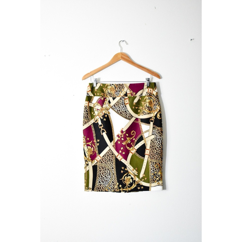 SOHO Apparel Ltd Pencil Skirt Women Medium Multicolor Y2K Baroque Leopard Print